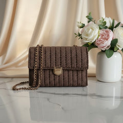 Brown woven handbag