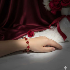 red beaded bracelet