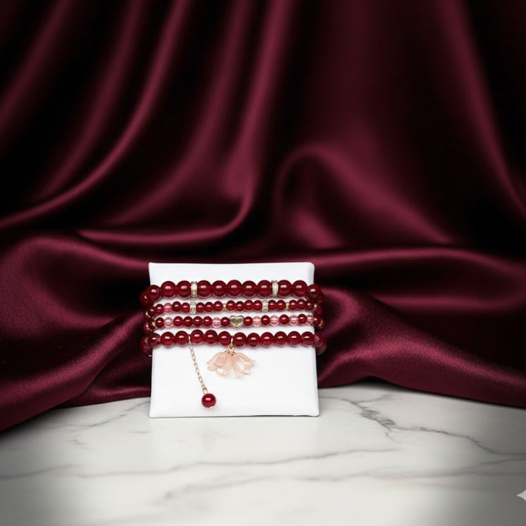 Stack of beaded bracelets