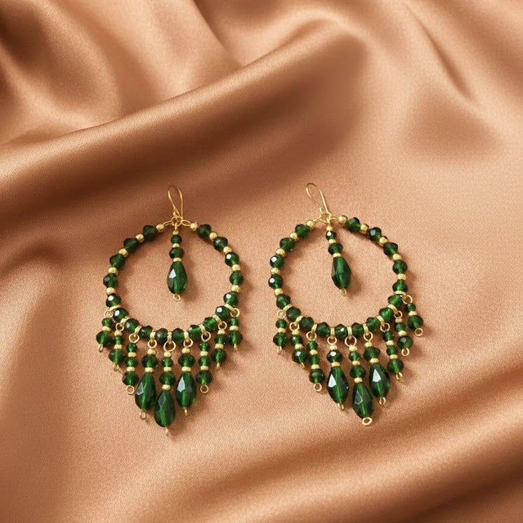 Green beaded earrings