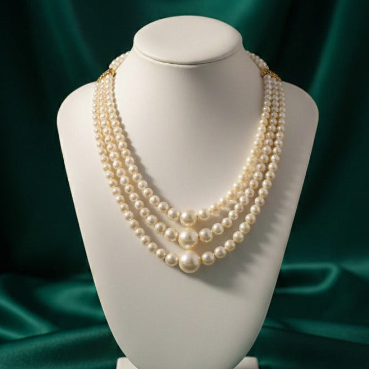 Pearl necklace on a mannequin bust