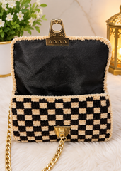 Chocolate Checkered Plush Clutch 🤎✨