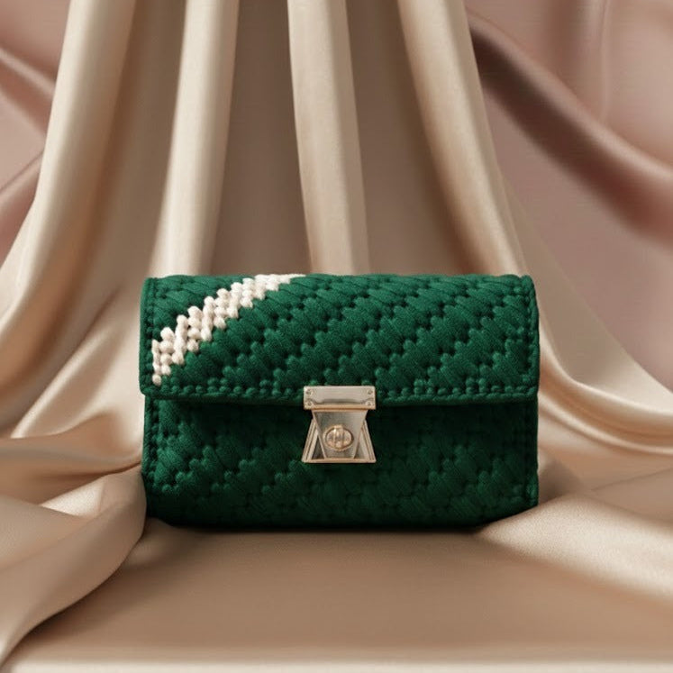 Green  and beigh touch handbag 