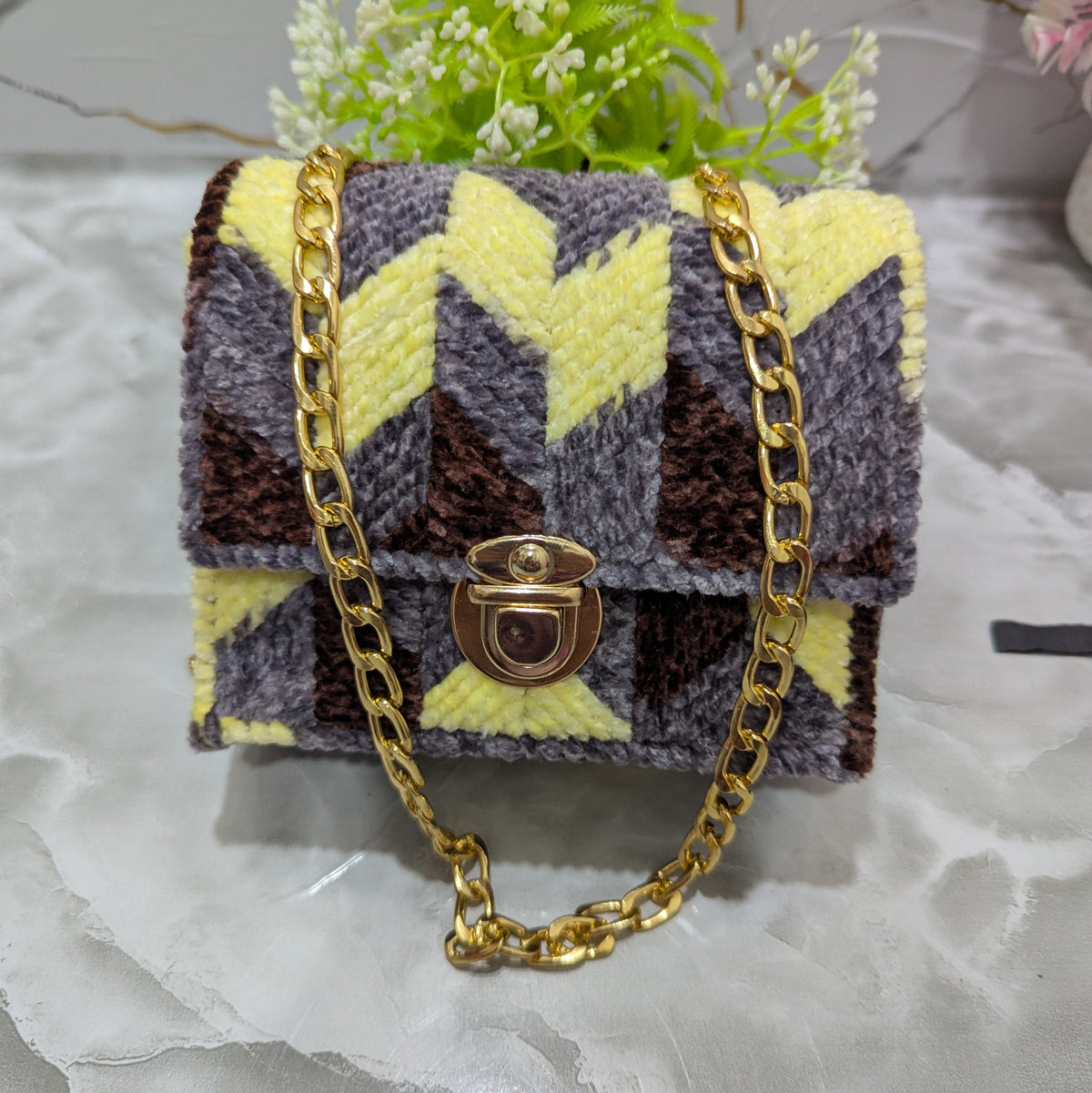 Golden Dune Chevron Bag