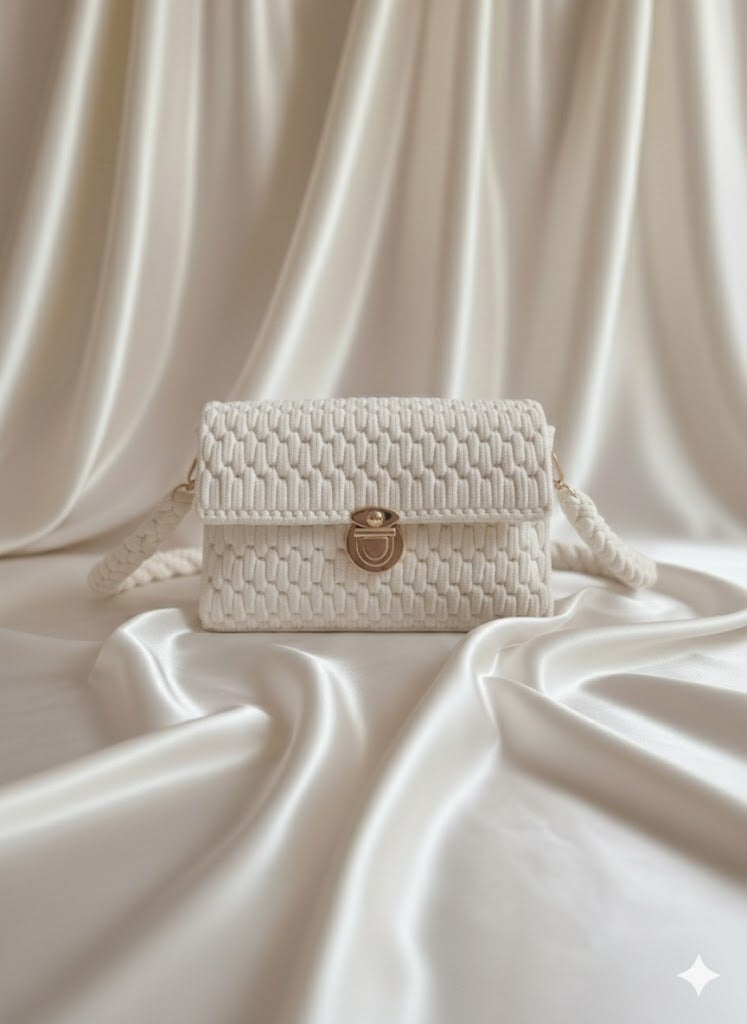 White woven handbag 