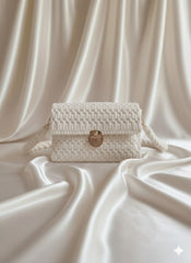 White woven handbag 